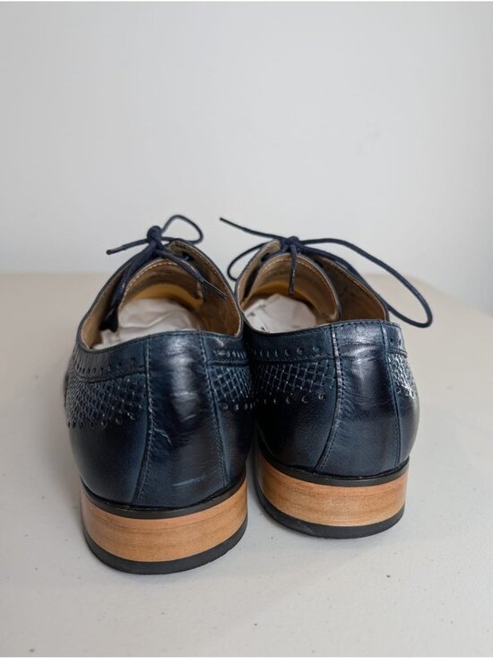 Stacy Adams Platon oxford dress shoes in blue leather men\'s size 10.5M main image 5